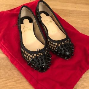 Christian Louboutin Spiked Toe Black Flats